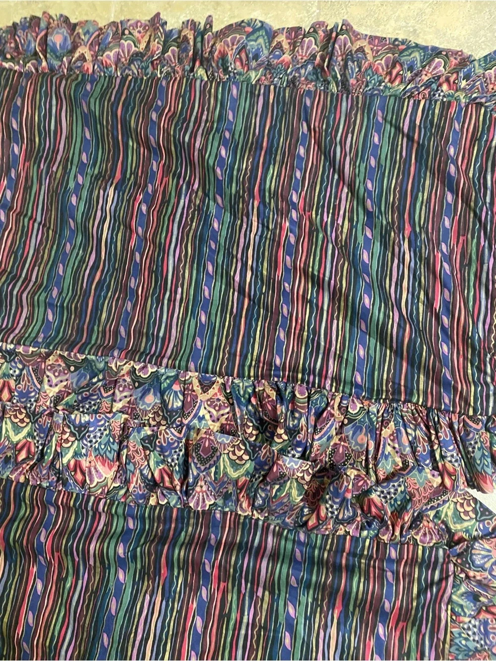 2 ViTG 90s Grandmillennial King Mix Print Jewel Tone Ruffle Trim Pillow Shams